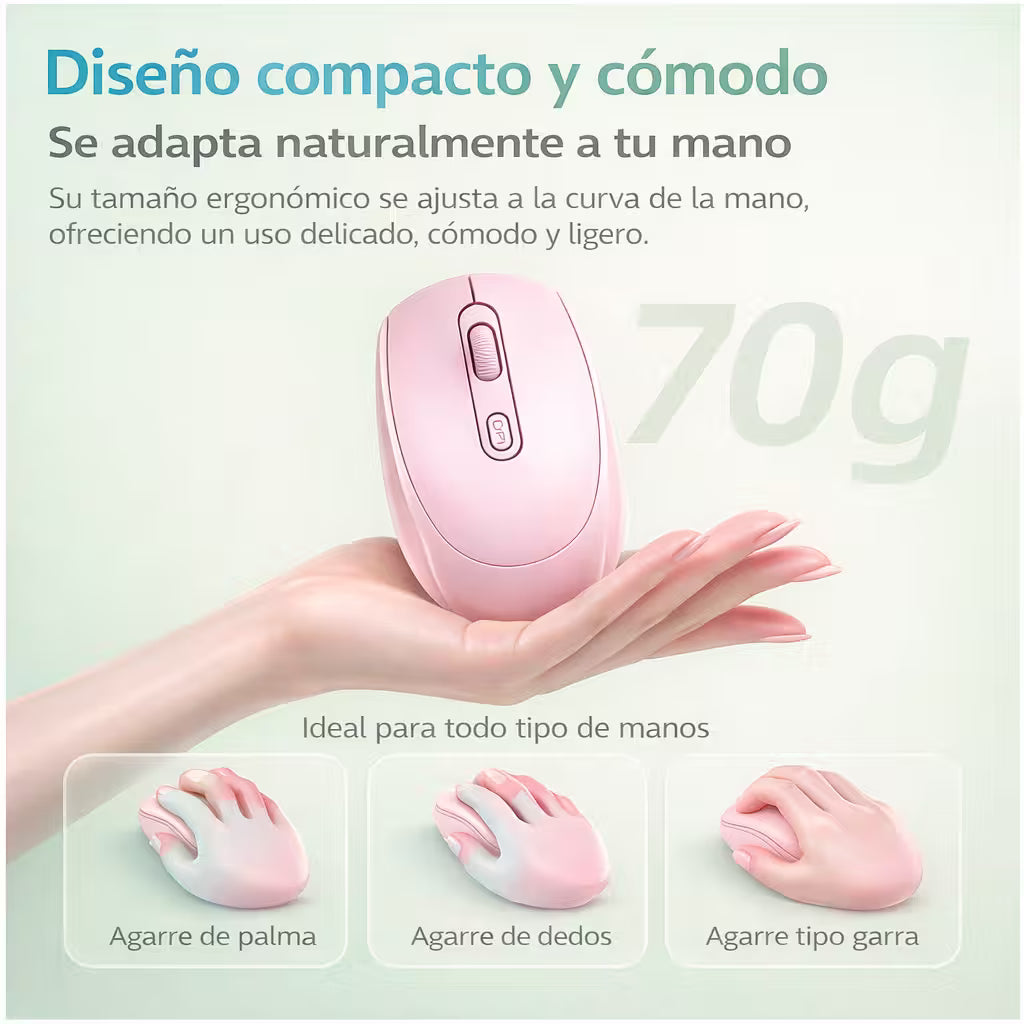 Combo Teclado Mouse Inalámbrico K73 Rosado - 104 Teclas 2.4G 10m con Pilas