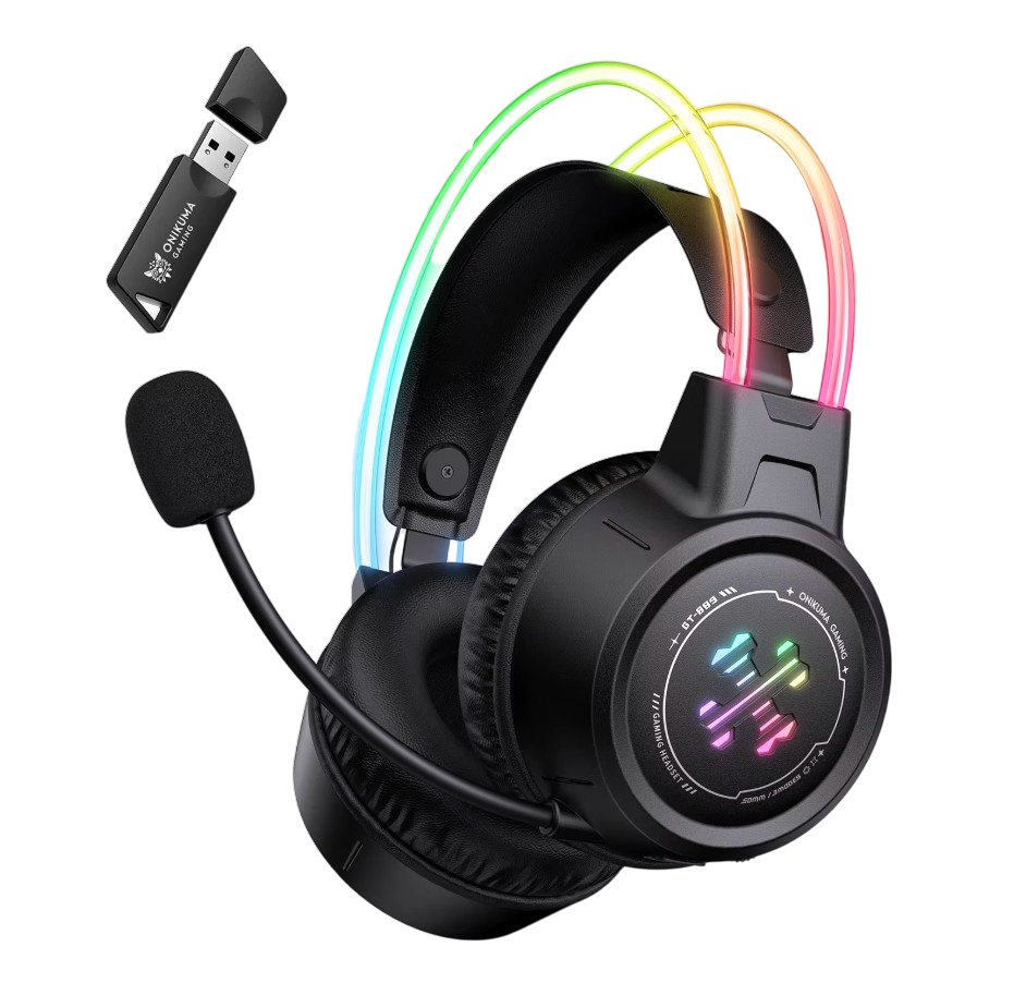 Diadema Gamer Inalámbrica Onikuma GT889 – Bluetooth 5.4 | 60H Batería | Tri-Modo 2.4G + BT + Cable | RGB | Mic Expuesto