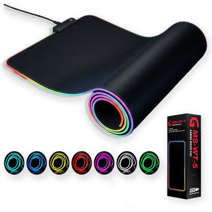 Pad Mouse Gamer RGB 80x30cm | Base Antideslizante Superficie Suave Costura Reforzada