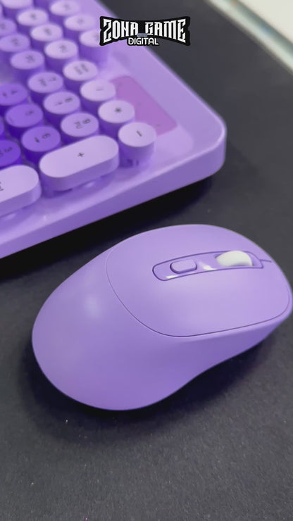 Combo Teclado Mouse Inalámbrico K73 Morado - 104 Teclas 2.4G 10m con Pilas