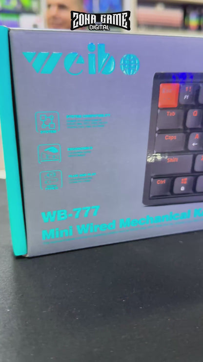 Teclado Mecánico Mini Weibo WB-777 RGB - Compacto Switches Mecánicos Gaming Cable