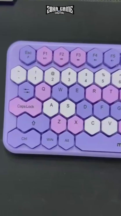 Combo Teclado Mouse MOFii Honey Morado - Inalámbrico 2.4G 1200 DPI Membrana