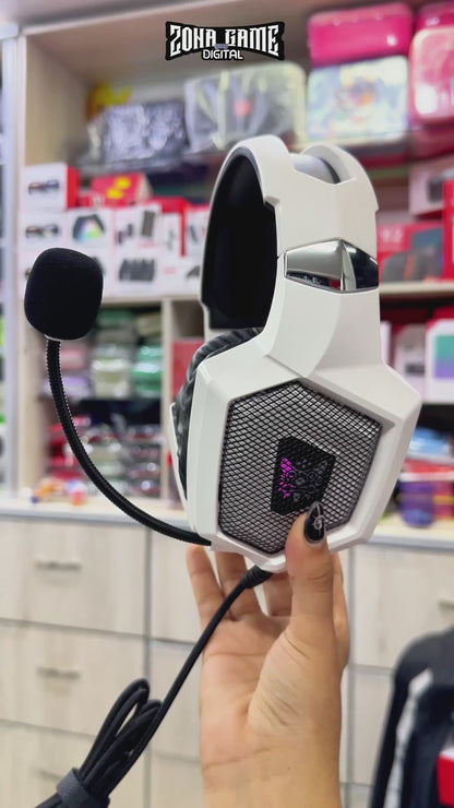 Diadema Gamer ONIKUMA K8 LED RGB Blanca - Micrófono 360°