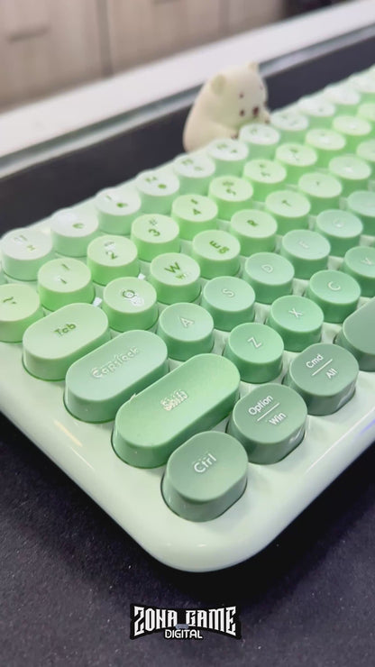 Teclado Inalámbrico Mofii Anni - Degradado Verde | 84 Teclas Redondas | Triple Conexión BT+2.4G | Osito Magnético