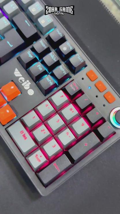 Teclado Mecánico Weibo WB-555 RGB Gris - Switches Rojos Full-Size 104 Teclas Cable