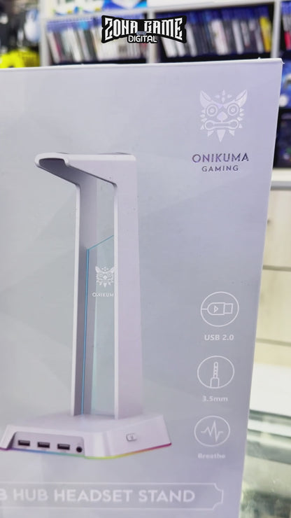 Soporte Gaming RGB con Hub USB y Audio 3.5mm | ONIKUMA ST-2 BLANCO