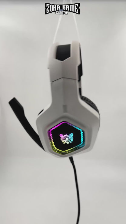 Diadema Gamer ONIKUMA K10 RGB Blanca - Audio Alta Fidelidad 50mm Micrófono Oculto