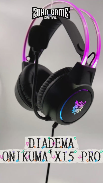 Diadema Gamer ONIKUMA X15 PRO RGB Negra - Diafragma Grafeno 50mm