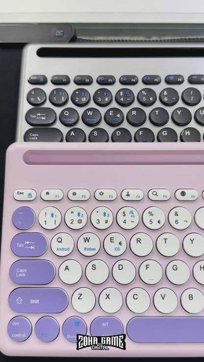 Combo Teclado y Mouse Inalámbrico AS-211 - Morado | Triple Conexión BT+2.4G 78 Teclas USB-C 40H