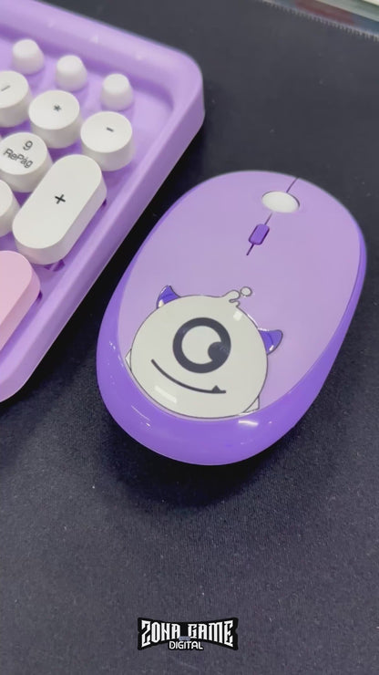 Combo Teclado y Mouse Inalámbrico Weibo WB-216 - Morado | 105 Teclas Redondas Retro | 10m | 2.4G