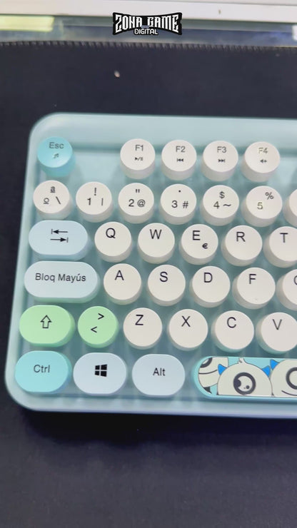 Combo Teclado y Mouse Inalámbrico Weibo WB-216 - Azul Morado | 105 Teclas Redondas Retro | 10m | 2.4G