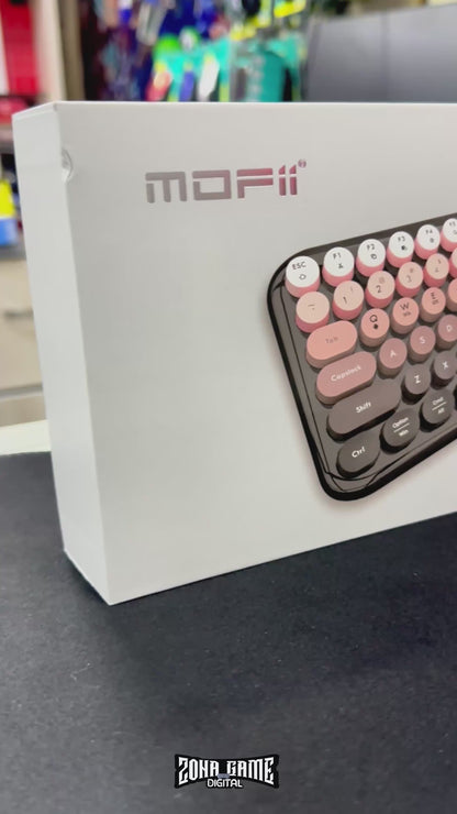 Teclado Inalámbrico Mofii Anni - Degradado Negro | 84 Teclas Redondas | Triple Conexión BT+2.4G | Osito Magnético