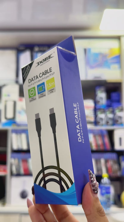 Cable USB-C a USB-C DOBE 1.5m – Carga Rápida 5V/3A + Datos 480Mbps | Nailon Trenzado