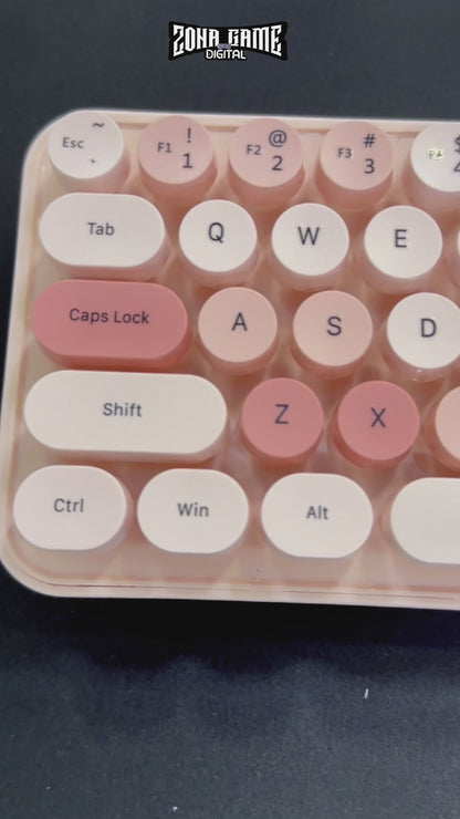 Combo Teclado y Mouse Inalámbrico Mofii Retro - 68 Teclas Redondas Rosado | 2.4G Receptor Único