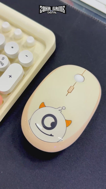 Combo Teclado y Mouse Inalámbrico Weibo WB-216 - Habano | 105 Teclas Redondas Retro | 10m | 2.4G