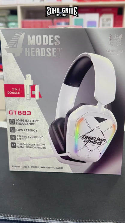 Diadema Gamer Inalámbrica ONIKUMA GT883 RGB Blanca - 4 Modos 80H Batería Bluetooth 5.4