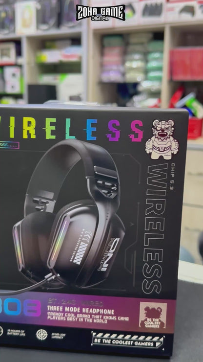 Diadema Gamer Inalámbrica ONIKUMA GT808 RGB - 3 Modos Conexión Micrófono 360° Bluetooth 5.3