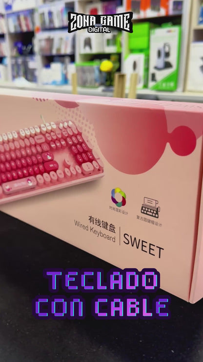 Teclado con Cable MOFII SWEET MORADO: Estilo Retro y Productividad