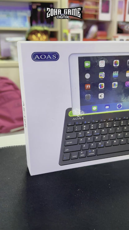 Teclado Inalámbrico Bluetooth Tipo C AOAS AS-199 | Dual Mode, Recargable y Multidispositivo para Tablet/Laptop | BLANCO