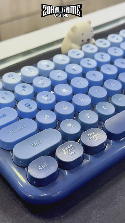 Teclado Inalámbrico Mofii Anni - Degradado Azul | 84 Teclas Redondas | Triple Conexión BT+2.4G | Osito Magnético