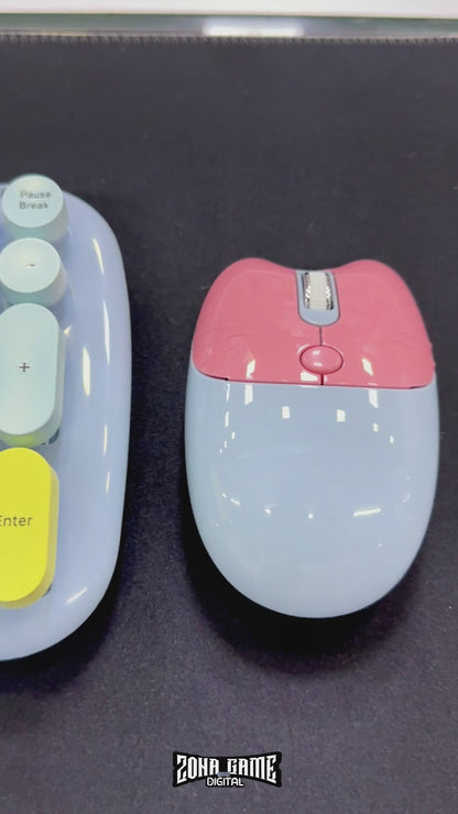 Combo Teclado y Mouse Geezer Candy Pro - Azul | Bluetooth + 2.4G | Teclas Desmontables | DPI 800/1200/1600