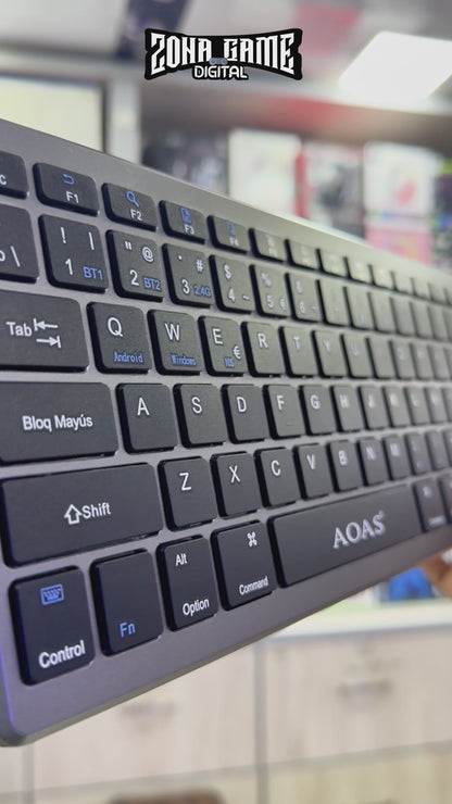 Combo Teclado y Mouse Inalámbrico AOAS A-1011B Recargable - 3 Modos Bluetooth 2.4G USB-C