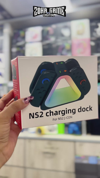 Base de Carga Joy-Con 4 en 1 RGB Nintendo Switch 2 - Charging Dock LED Tipo-C 2-4h