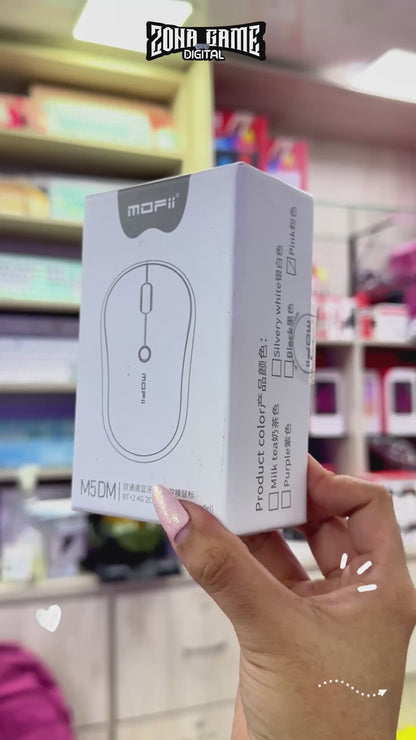 Mouse Inalámbrico Silencioso MOFII M5 MD Rosado - Dual Mode Bluetooth 2.4G DPI 1600
