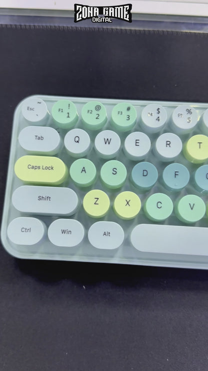 Combo Teclado y Mouse Inalámbrico Mofii Retro - 68 Teclas Redondas Turquesa | 2.4G Receptor Único