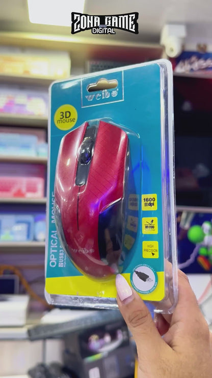 MOUSE ÓPTICO CON CABLE | WEIBO FC-145 ROJO