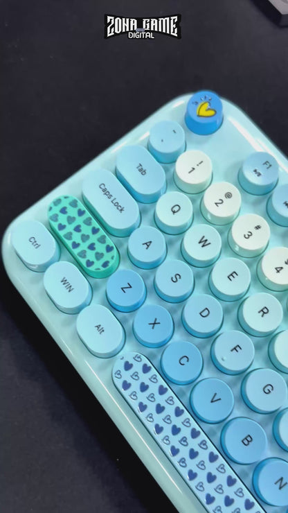 Combo Teclado y Mouse Inalámbrico Mofii Lovely - Azul | Full-Size 104 Teclas Redondas DPI Ajustable | 2.4G