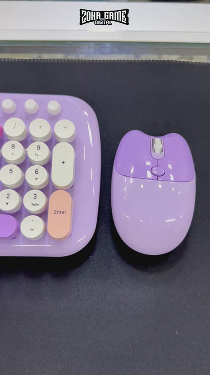 Combo Teclado y Mouse Inalámbrico Geezer Zero - Morado | 104 Teclas Redondas Full-Size | Bajo Ruido | 2.4G