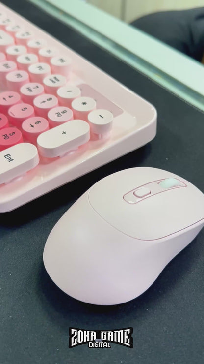 COMBO TECLADO Y MOUSE INALÁMBRICO K73 | ROSADO