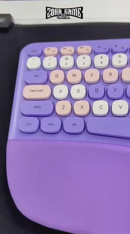 Combo Teclado y Mouse Inalámbrico Ergonómico MOFII Retro Violeta – 104 Teclas Bubble Keys | 2.4G | Para Ellas