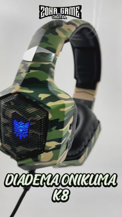 Diadema Gamer ONIKUMA K8 LED RGB Verde Camuflado - Micrófono 360°