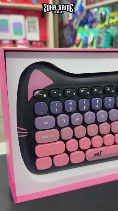 Combo Teclado Mouse Inalámbrico GEEZER Cat Series - 84 Teclas 2.4G USB Diseño Gatito