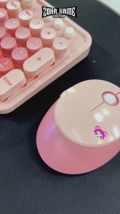 Combo Teclado Mouse Inalámbrico MOFII Sweet — Rosado | 2.4G Ergónomico Silencioso