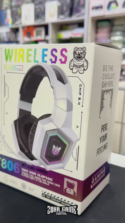 Diadema Gamer Inalámbrica ONIKUMA GT806 RGB Blanca - 3 Modos 60H Batería Latencia 40ms