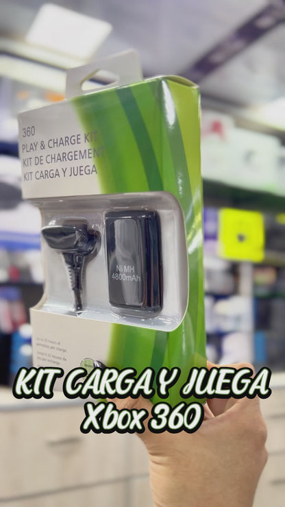 Kit Carga y Juega Genérico Control Xbox 360 | Batería Litio + Cable 1.5m