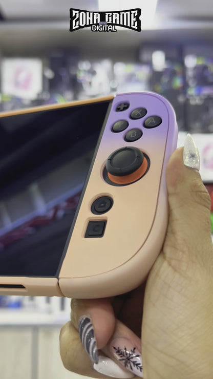 Funda Protectora Bicolor Gradiante Rosado-Lila| Nintendo Switch 2 (Diseño Dividido)