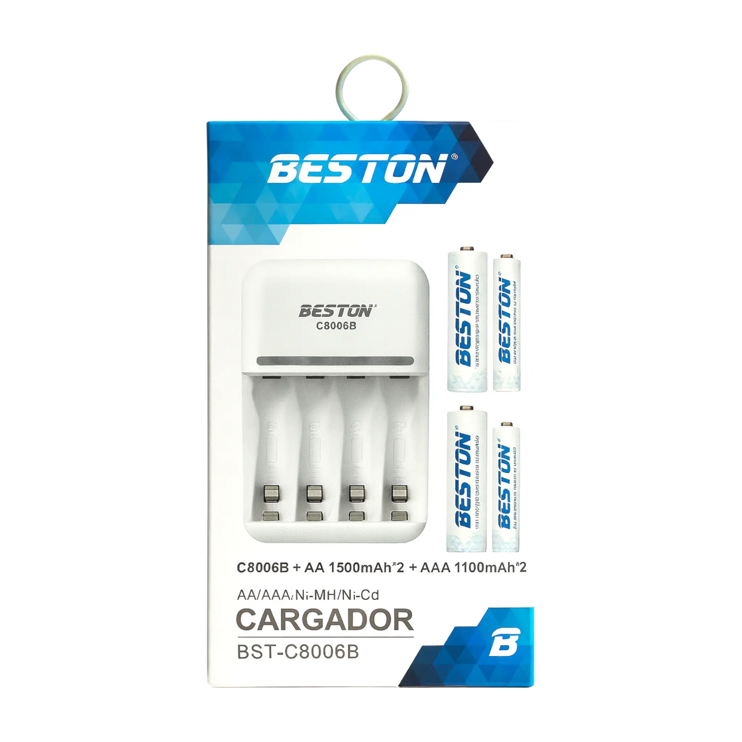 Cargador de Pilas AA/AAA x4 Ranuras + 4 Pilas AA Recargables 1500mAh Incluidas | Protección Inteligente