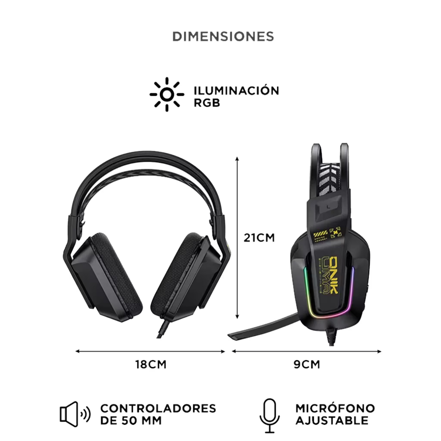 Diadema Gamer ONIKUMA X13 RGB - Audio Precisión Superior 50mm Doble Banda Elástica