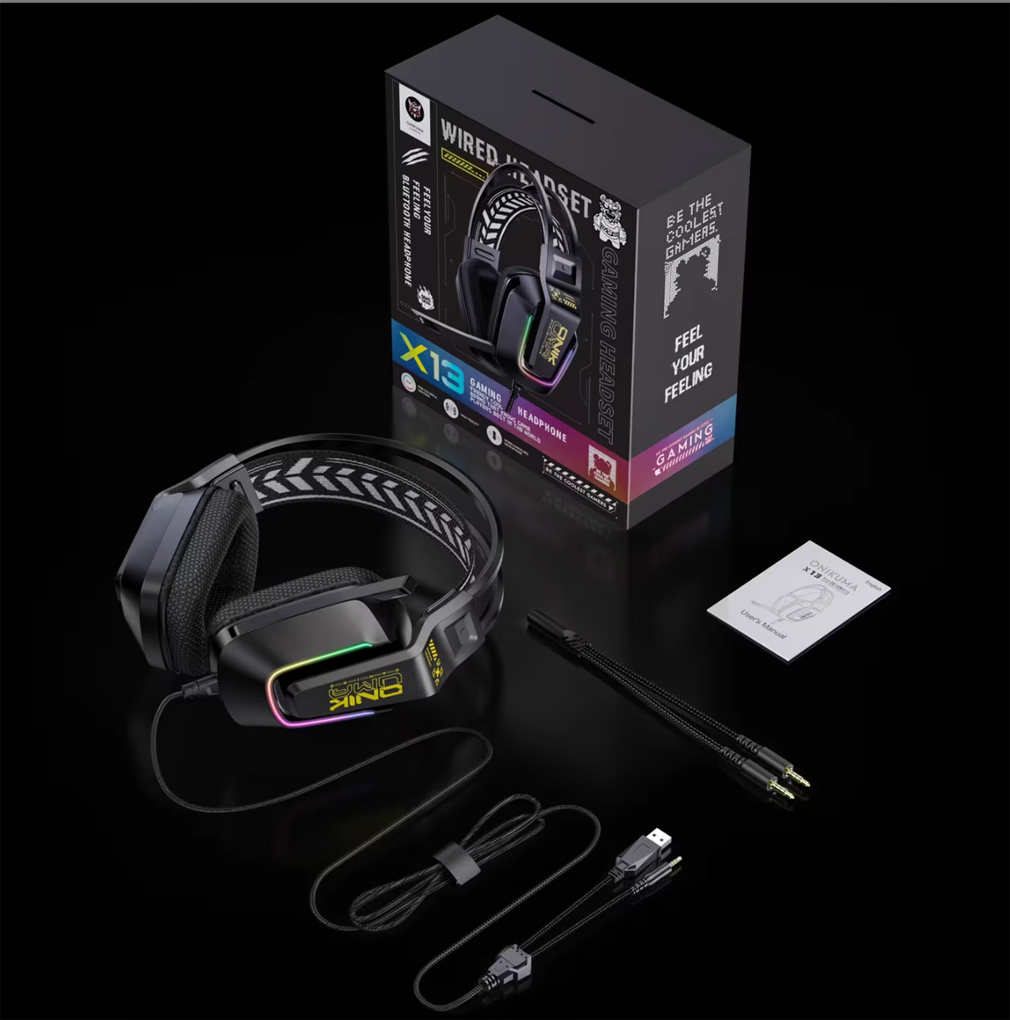 Diadema Gamer ONIKUMA X13 RGB - Audio Precisión Superior 50mm Doble Banda Elástica