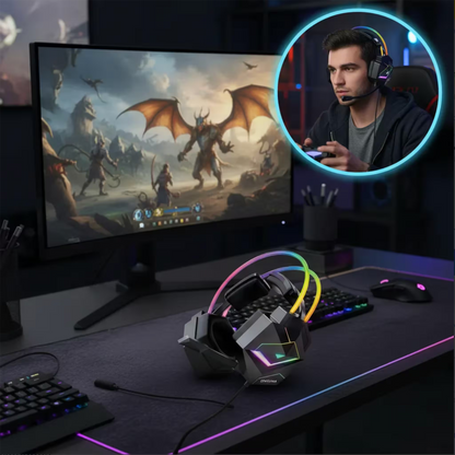 Diadema Gamer ONIKUMA X20 RGB USB - Sonido Envolvente 7.1 Drivers 50mm