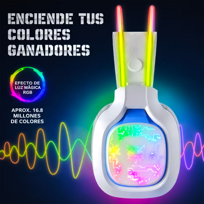 Diadema Gamer ONIKUMA X22 RGB Blanca - Audio Estéreo 50mm