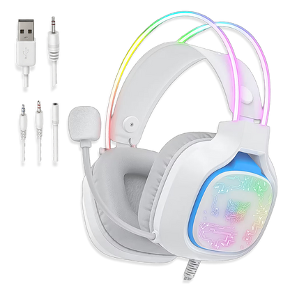 Diadema Gamer ONIKUMA X22 RGB Blanca – Drivers 50mm | Mic 360° | Estéreo | Para Ellas